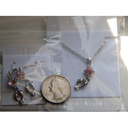 Dolphin Necklace and Earring Set (Pink)