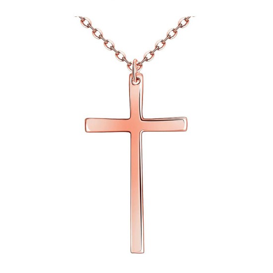 Women's 18K Rose gold/platinum plated cross