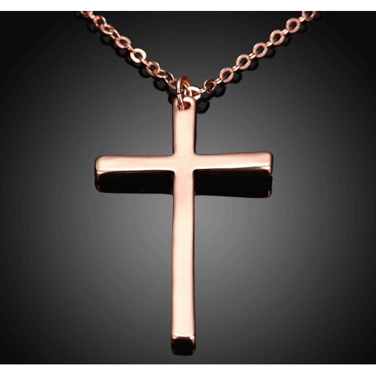 Women's 18K Rose gold/platinum plated cross