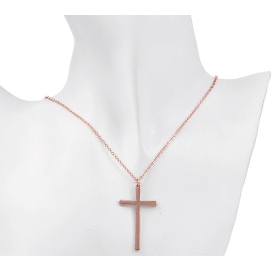 Women's 18K Rose gold/platinum plated cross