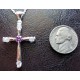 Silver Plated Cross Pendant CZ Amethyst